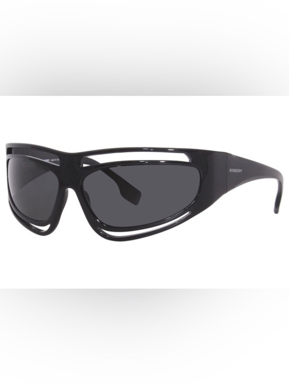 Burberry Eliot Black Gloss Wrap Sunglasses